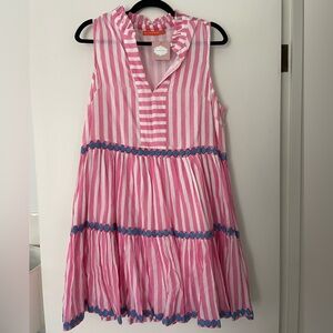 Oliphant Pink and White Ruffled Dress